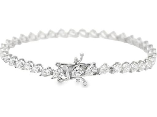 18K White Gold Tennis Bracelet with All Natural Pear-Shaped Diamonds