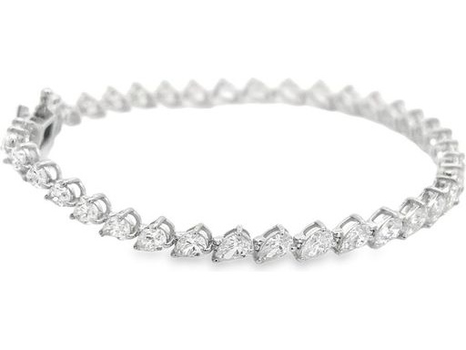18K White Gold Tennis Bracelet with All Natural Pear-Shaped Diamonds