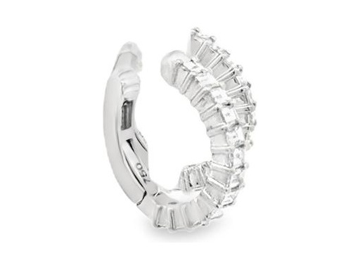 18K White Gold Ear Cuffs with Natural Baguette Diamonds