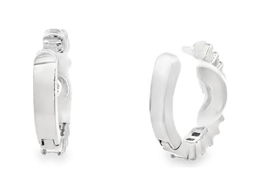 18K White Gold Ear Cuffs with Natural Baguette Diamonds