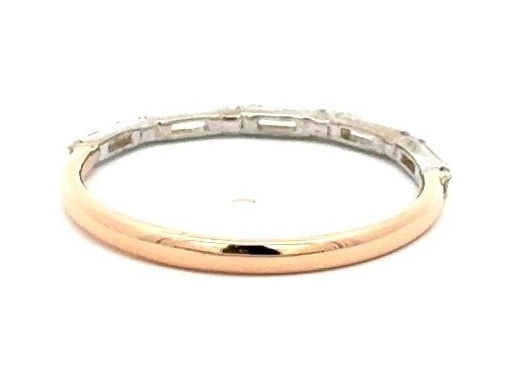 18K White and Rose Gold Band-Style Ring with Natural Baguette and Round Diamonds