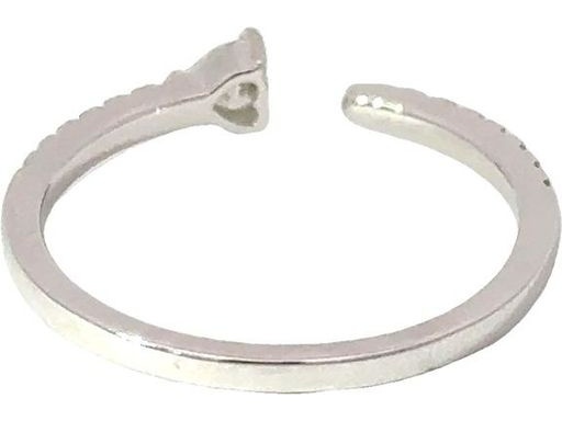 Platinum 900 Open Ring with Natural Heart-Cut and Round Diamonds