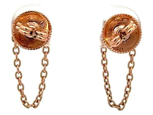 18K White and Rose Gold Chain Earrings with Natural Diamonds