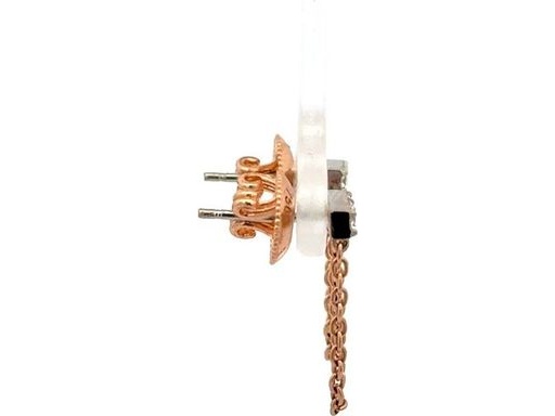 18K White and Rose Gold Chain Earrings with Natural Diamonds