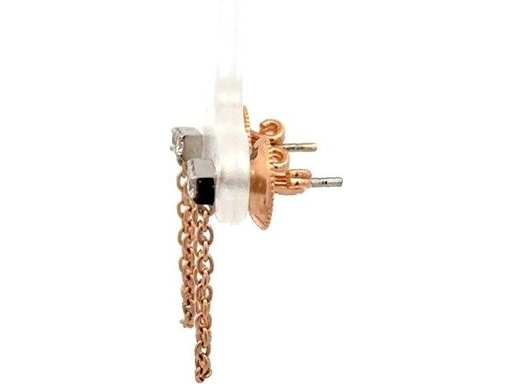 18K White and Rose Gold Chain Earrings with Natural Diamonds