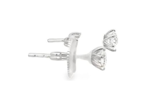 18K White Gold Stud Earrings with Natural Round Diamonds