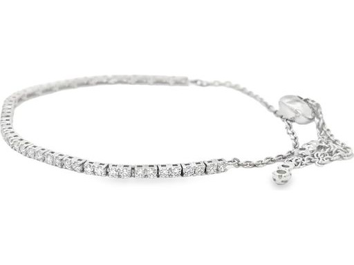 18K White Gold Adjustable Tennis Bracelet with Natural Round Diamonds