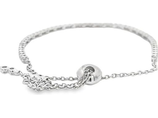 18K White Gold Adjustable Tennis Bracelet with Natural Round Diamonds