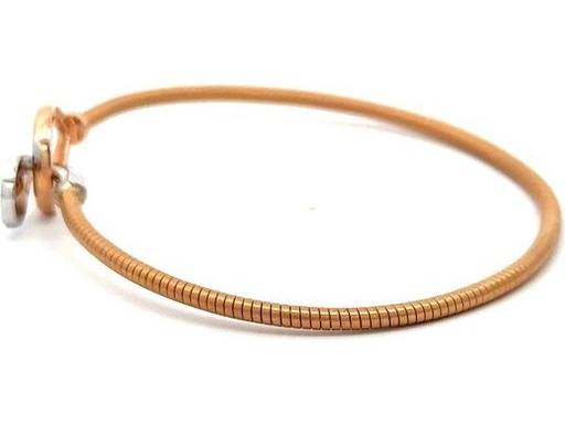 18K Rose and White Gold Bangle with Pavé-Set Natural Round Diamonds in Pear Shape