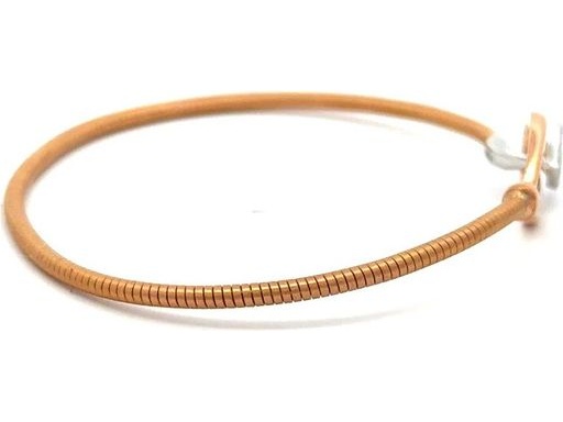 18K Rose and White Gold Bangle with Pavé-Set Natural Round Diamonds in Pear Shape