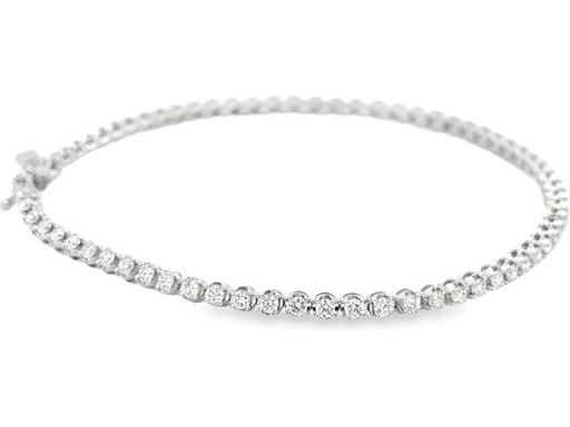 18K White Gold Classic Tennis Bracelet with Natural Round Diamonds