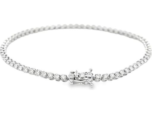 18K White Gold Classic Tennis Bracelet with Natural Round Diamonds