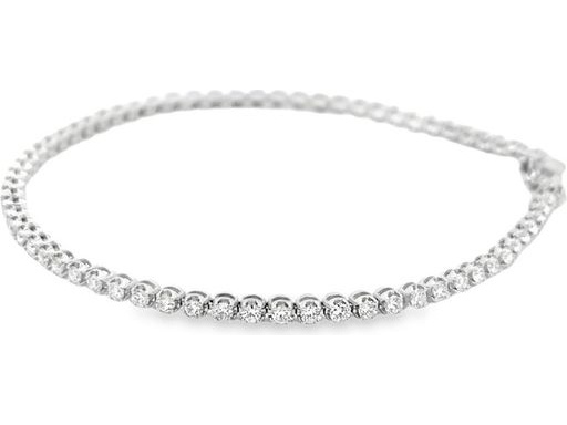 18K White Gold Classic Tennis Bracelet with Natural Round Diamonds