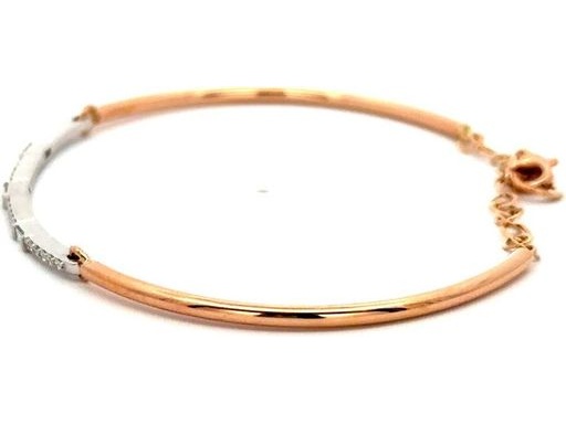 18K Rose and White Gold Bracelet with Natural Baguette and Round Diamonds