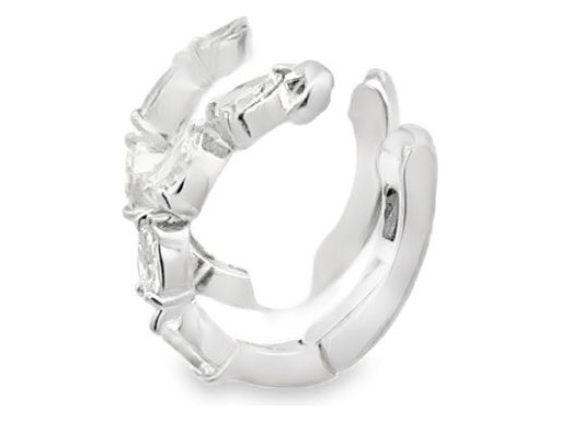 18K White Gold Hinged Hoop Earrings with Natural Pear-Shaped Diamonds