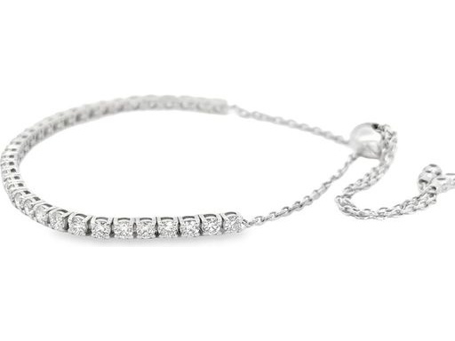 18K White Gold Adjustable Tennis Bracelet with Natural Round Diamonds