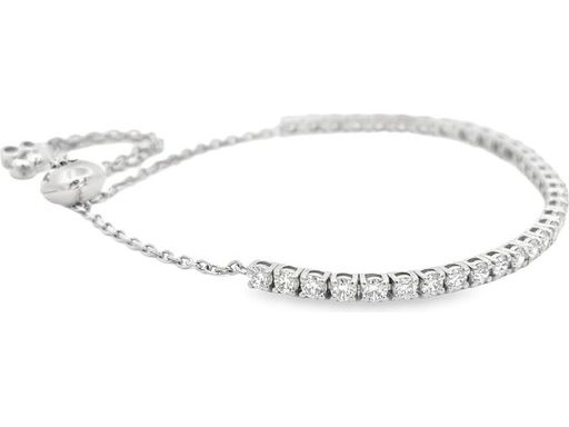 18K White Gold Adjustable Tennis Bracelet with Natural Round Diamonds