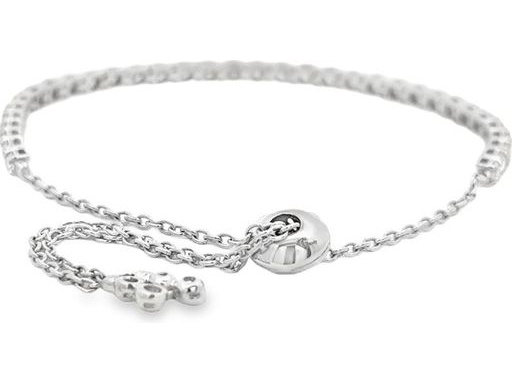 18K White Gold Adjustable Tennis Bracelet with Natural Round Diamonds