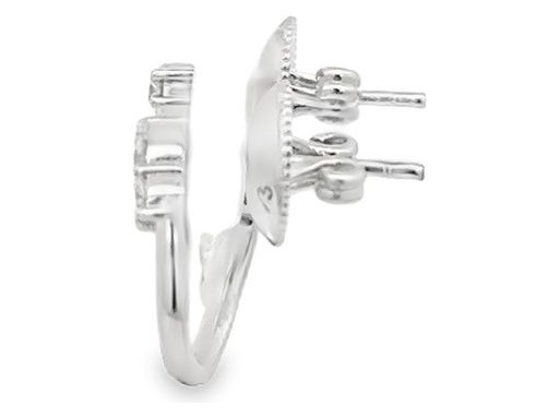 18K White Gold Open Hoop Earrings with Natural Round Diamond Clusters