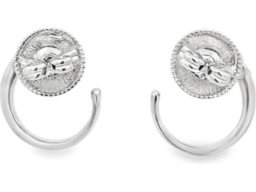 18K White Gold Open Hoop Earrings with Natural Round Diamond Clusters