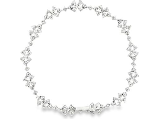18K White Gold Floral Diamond Bracelet with Natural Pear-Shaped and Round Diamonds