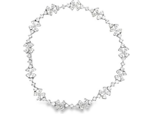 18K White Gold Floral Diamond Bracelet with Natural Pear-Shaped and Round Diamonds