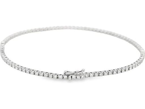 18K White Gold Delicate Tennis Bracelet with Natural Round Diamonds