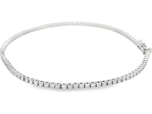 18K White Gold Delicate Tennis Bracelet with Natural Round Diamonds