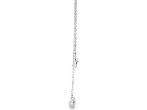 18K White Gold Double-Layer Necklace with Clustered Natural Round Diamonds