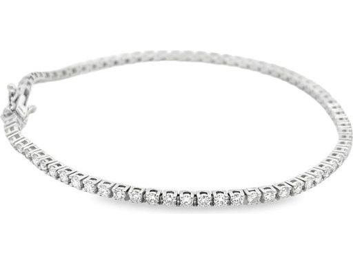 18K White Gold Classic Tennis Bracelet with Natural Round Diamonds