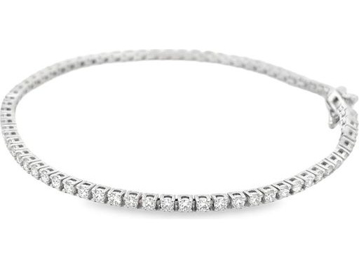 18K White Gold Classic Tennis Bracelet with Natural Round Diamonds