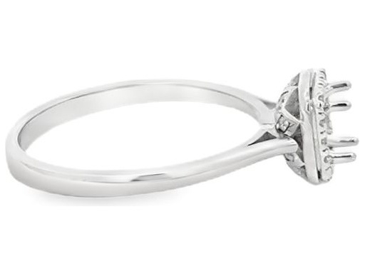 18K White Gold Halo Ring Setting with Natural Round Diamonds – Center Stone Customizable