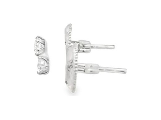 18K White Gold Stud Earrings with Natural Round Diamonds