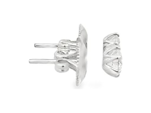 18K White Gold Stud Earrings with Natural Round Diamonds