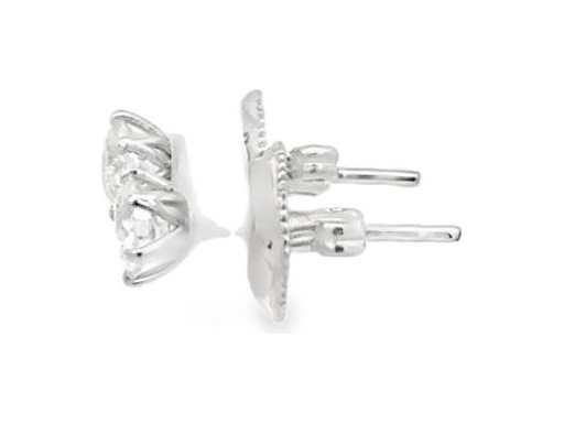 18K White Gold Stud Earrings with Natural Round Diamonds