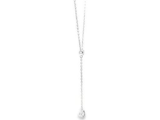 18K White Gold Drop Necklace with Natural Diamonds