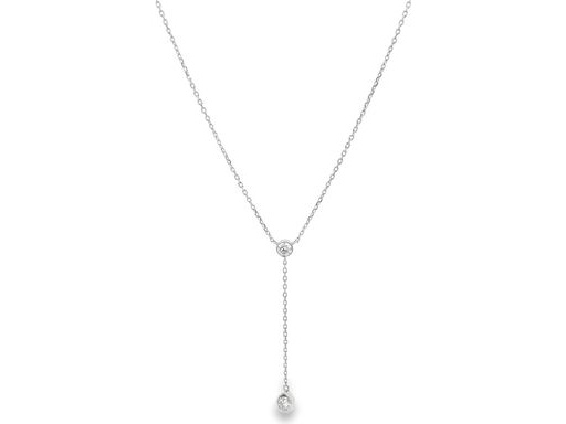 18K White Gold Drop Necklace with Natural Diamonds