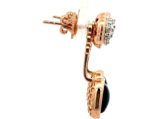 18K Rose Gold Convertible Earrings with Natural Diamonds and Black Onyx Drops