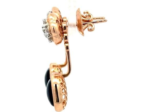 18K Rose Gold Convertible Earrings with Natural Diamonds and Black Onyx Drops