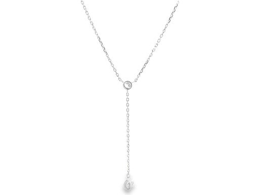 18K White Gold Drop Necklace with Natural Diamonds