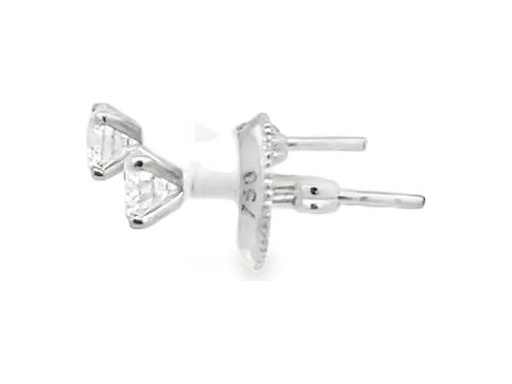 18K White Gold Stud Earrings with Natural Round Diamonds