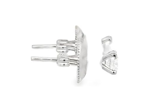 18K White Gold Stud Earrings with Natural Round Diamonds