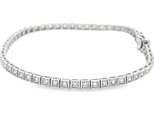 18K White Gold Tennis Bracelet with Natural Round Diamonds
