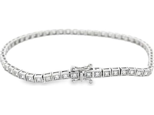 18K White Gold Tennis Bracelet with Natural Round Diamonds