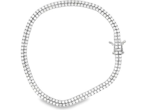8K White Gold Double Row Tennis Bracelet with Natural Round Diamonds