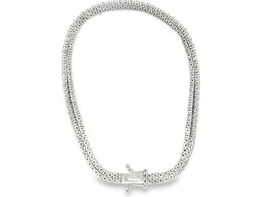 8K White Gold Double Row Tennis Bracelet with Natural Round Diamonds