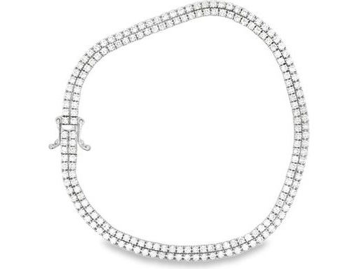 8K White Gold Double Row Tennis Bracelet with Natural Round Diamonds