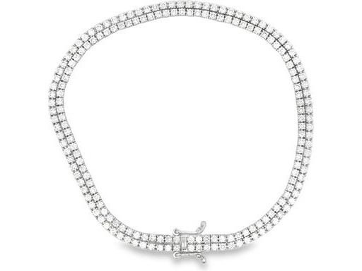 8K White Gold Double Row Tennis Bracelet with Natural Round Diamonds