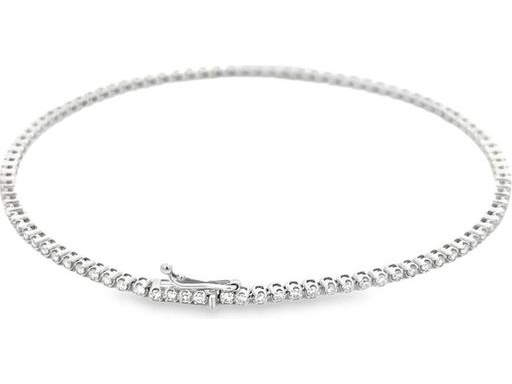 18K White Gold Delicate Tennis Bracelet with Natural Round Diamonds