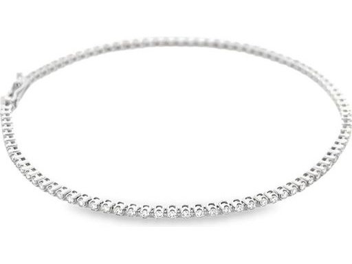 18K White Gold Delicate Tennis Bracelet with Natural Round Diamonds